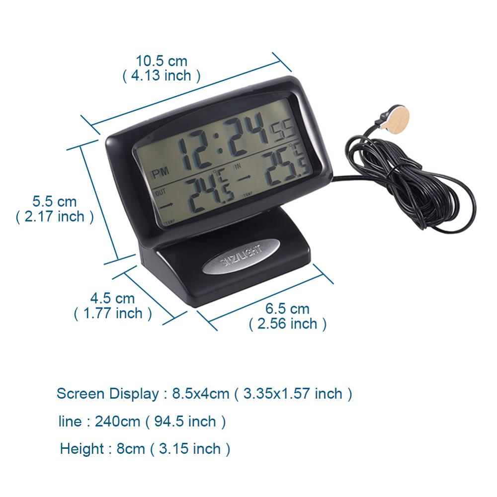 Horloge électronique multifonction, thermomètre pour voiture, avec grand écran LED LCD, 2 en 1, avec thermomètre, fournitures de voiture