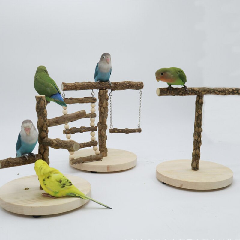 Natuurlijke Hout Papegaai Playstands Vogel Schommel Klimmen Opknoping Ladder Brug Houten Valkparkiet Speeltuin Vogel Zitstokken