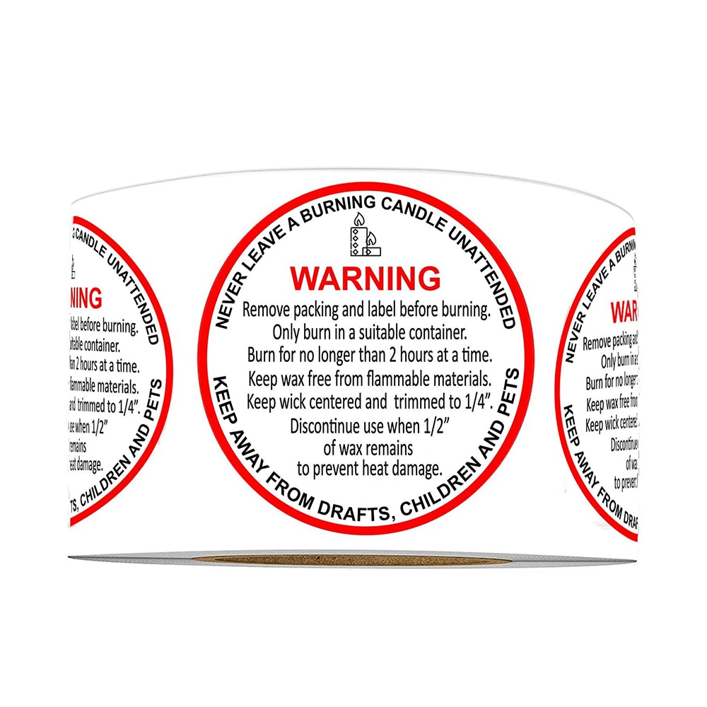 500 stk stearinlys advarselsmærkater 1.57 runde klistermærker stearinlys advarsel klistermærker vandtæt stearinlys jar container etiketter voks smelter