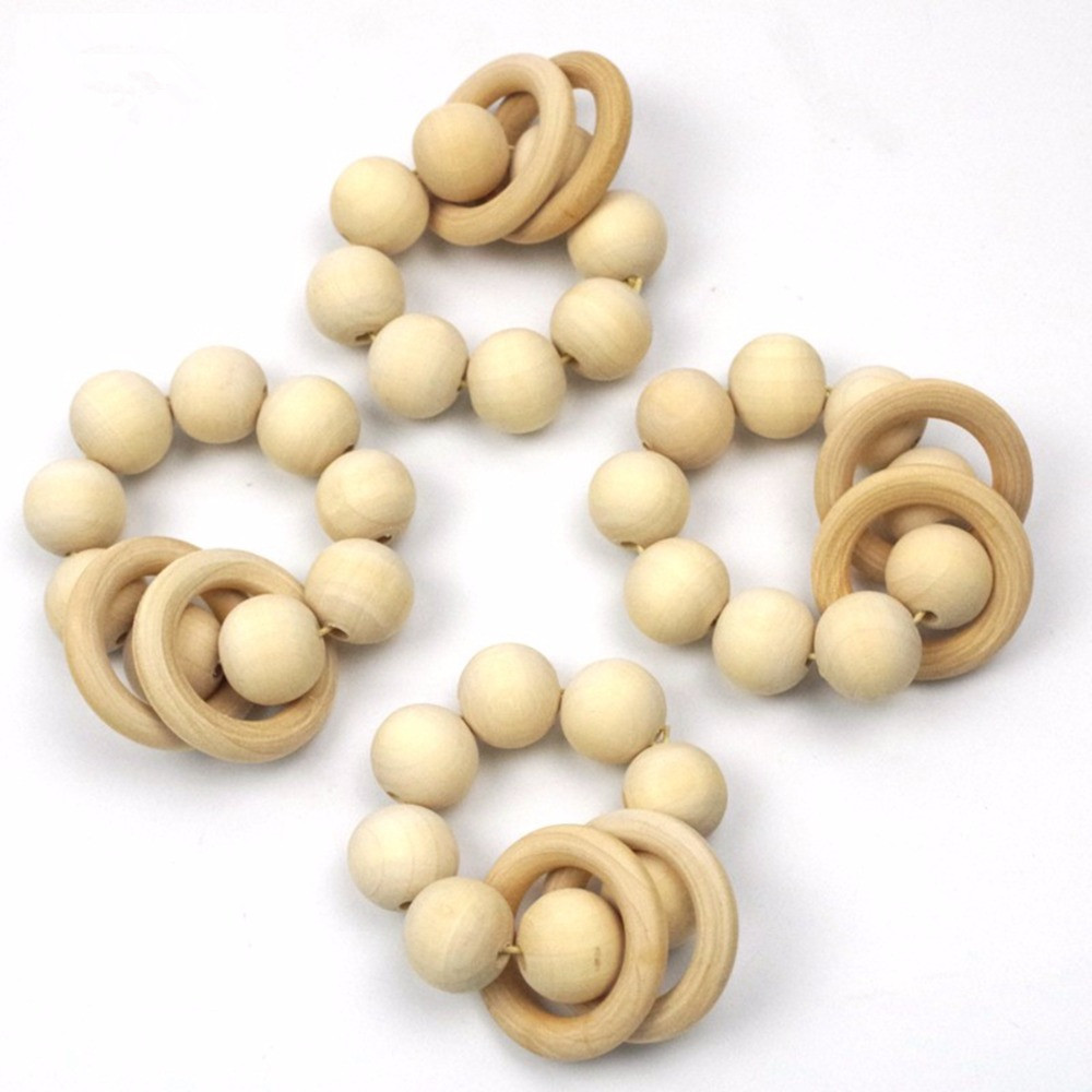 2 stück Holz Zahnen Spielzeug Natürliche Holz Perlen Ring Baby Armband Krankenschwester Lebensmittel Grade Materilas Handgemachte Handwerk Baby Spielzeug
