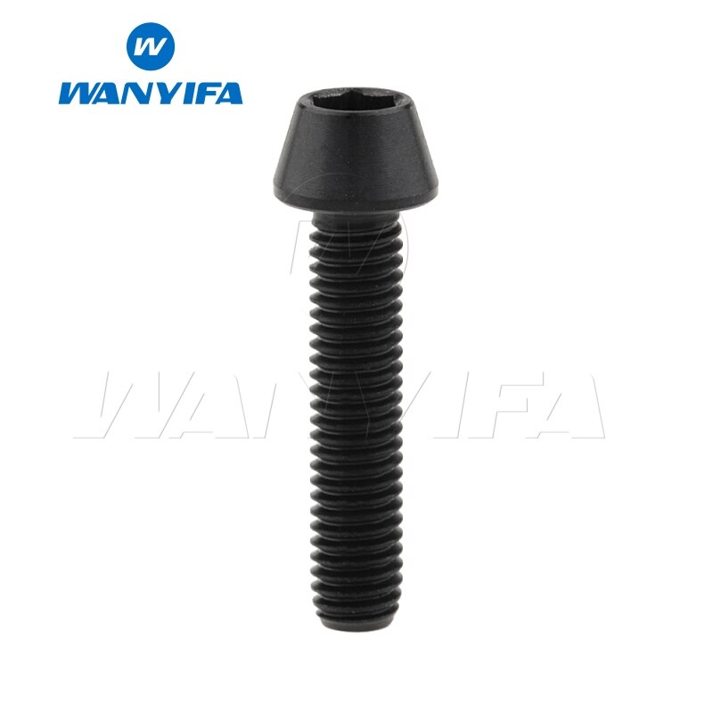 Wanyifa Titanium Ti Bolt Screw Conical Tapered Head Bolt for Bicycle Headset M6 x 20 25 30 35mm: M6x25mm Black
