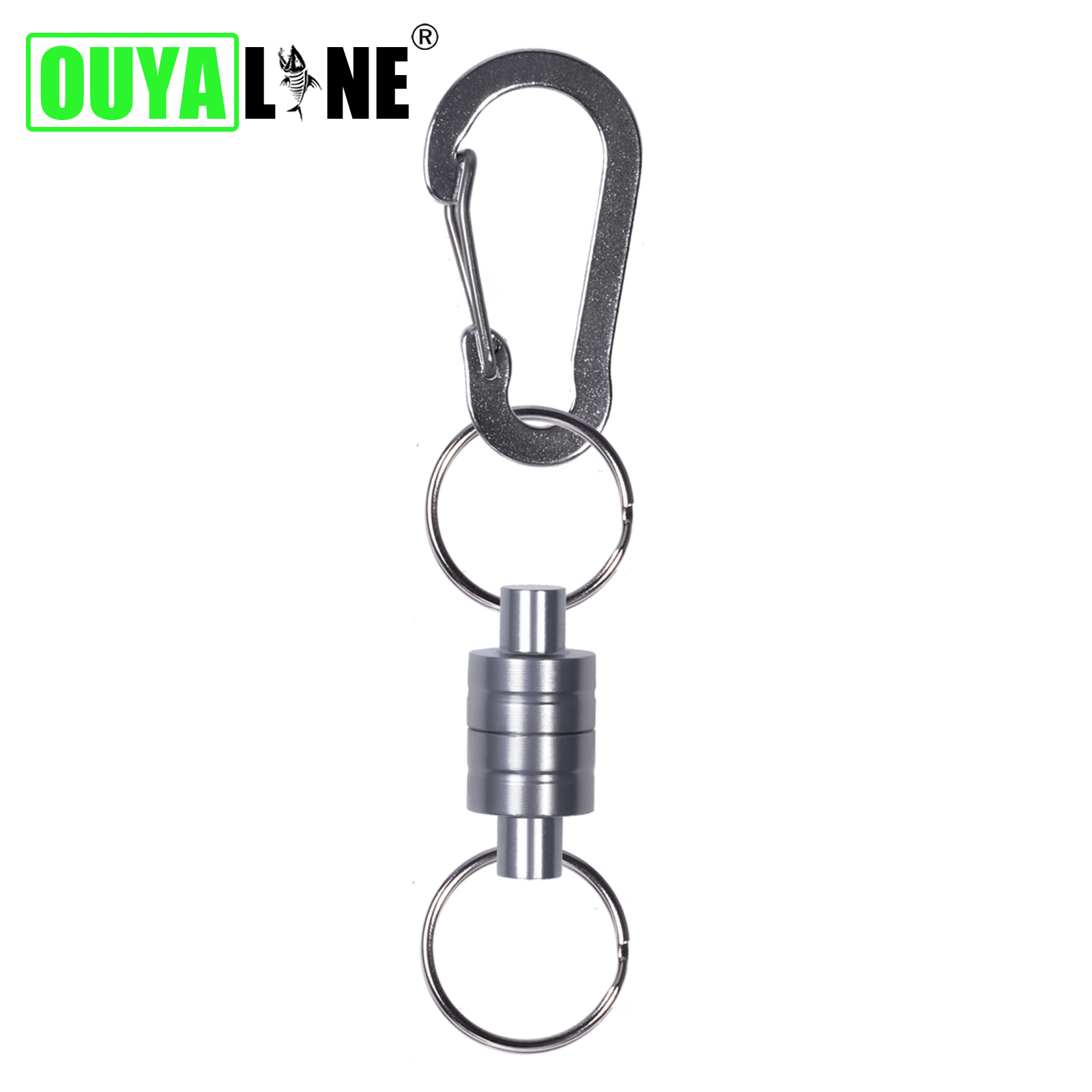 Accesorios de pesca, soporte de liberación de red magnética con cordón en espiral, hebilla de mosquetón de imán fuerte, herramientas de arrastre de cuerda anticaída: Verde