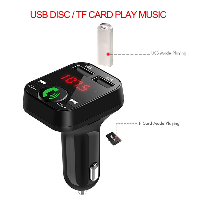 Fm Transmitterhands Gratis Draadloze Bluetooth Aux Modulator Carkit MP3 Speler Usb Tf Lcd Auto Accessoires Audio Muziek