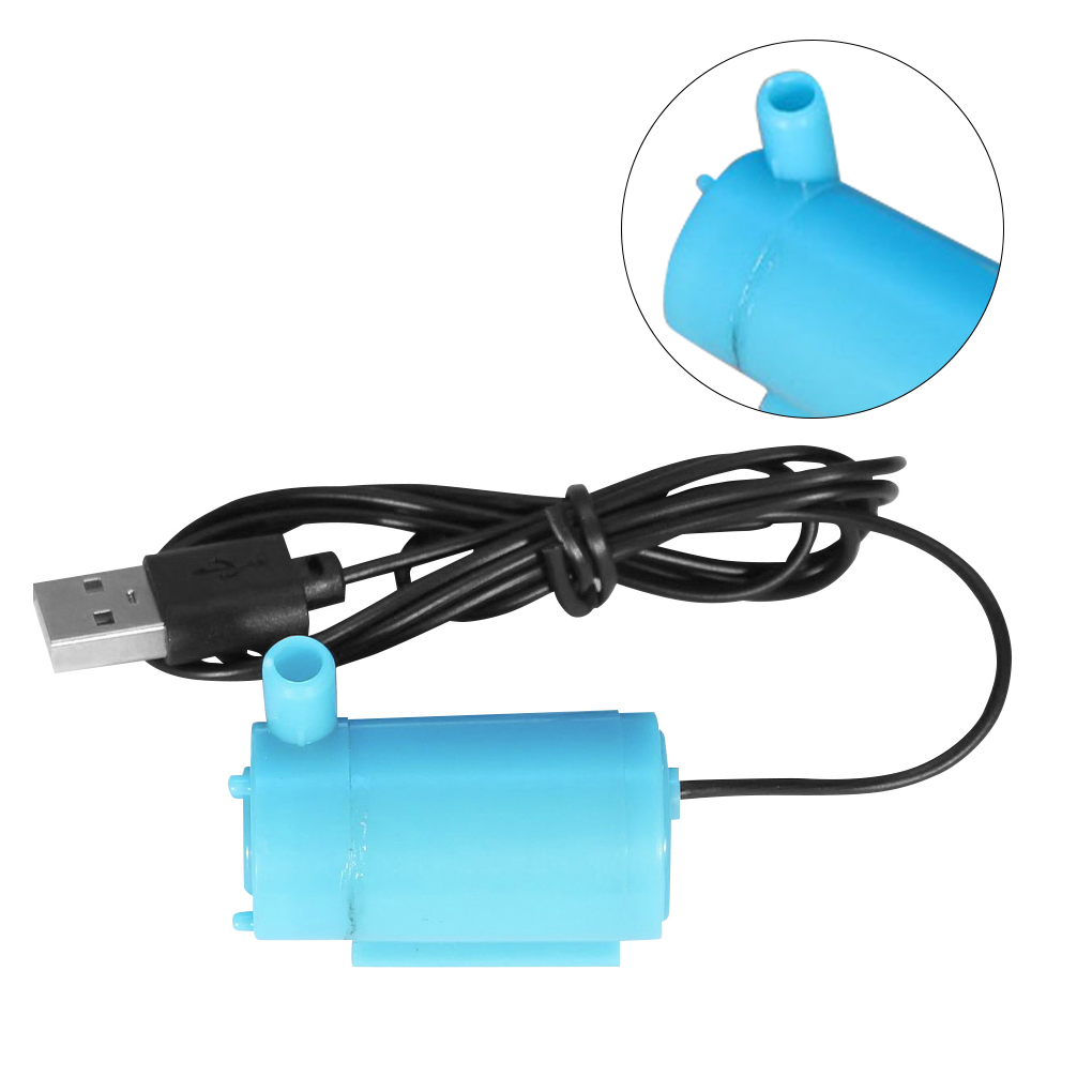 Submerged Pump USB Mini Aquarium Suction Pump Plastic Mute Submersible Water Fountain: C   Blue