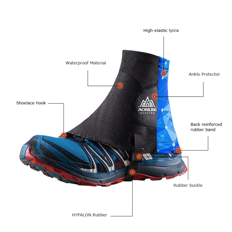 AONIJIE-polainas reflectantes de Trail alto Unisex, cubiertas protectoras para zapatos, para correr, Maratón, prevención de piedra de arena, E940, e941
