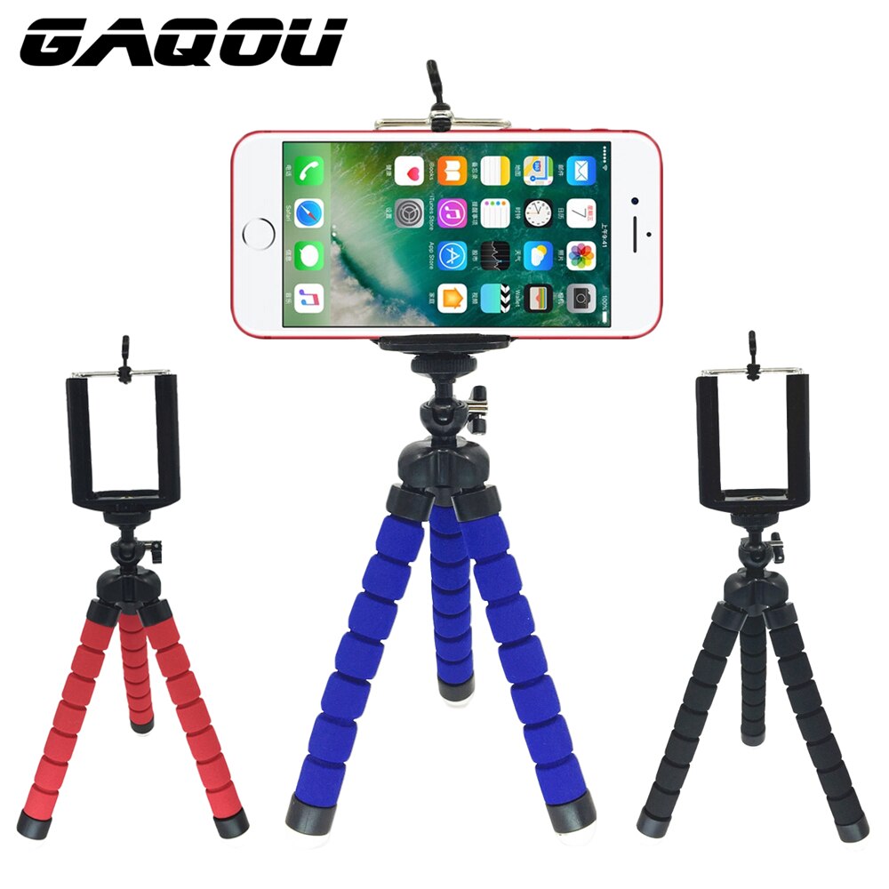 GAQOU Tripod + Clip Stand Mini Flexible For Camera Mobile Phone Holder Stand Flexible Octopus Sponge Tripod Bracket with Remote