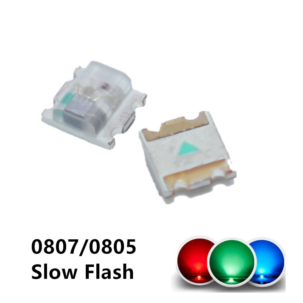 100 pièces clignotant LED SMD Diode 0805 rvb Diodo flash Alto Brilho Diod 0807 rvb Flash LED à changement de couleur flash rapide Flash lent: 0807 Slow Flash
