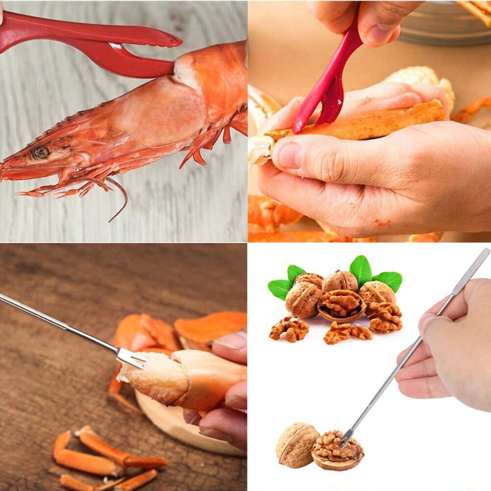 12 sztuk z tworzywa sztucznego metalu kraba widelec robić mięsa zacisk igły krakersy otwieracz noga Sheller krab jedzenie narzędzia zestaw kuchnia narzędzia robić owoców morza