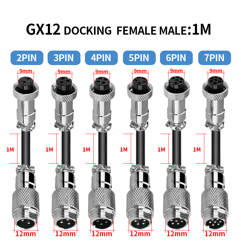 1PCS GX12 Auto Waterproof Connectors 2-7 Pins with Power Cable Line Socket Plug—Suitable for Industrial Machinery and Equipment: Ivory / 4P