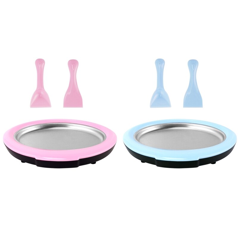 Household Mini Rolled Ice Cream Maker with 2 Spatulas Ice Tray Fried Yogurt Machine Instant Ice Cream Maker Pan Round