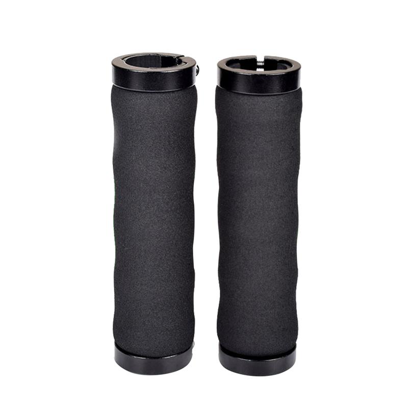 Een Paar Bmx Mtb Fiets Handvat Bar Grips Soft Foam Alluminum Legering Lock Ergonomisch Handgrepen (zwart)