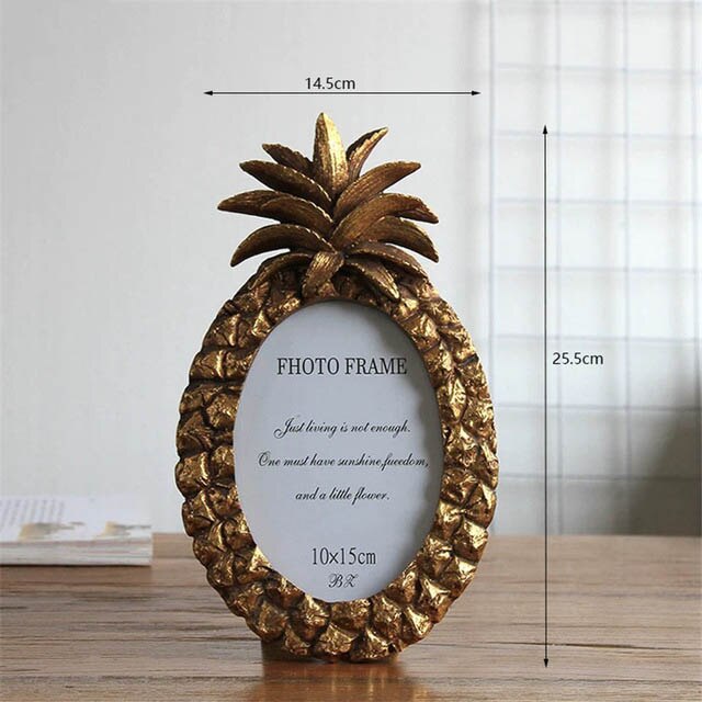 Handmade Vintage Golden Pineapple Photo Frame 3/6/7Inch Resin Picture Frame Home Decoration Geometric Picture Frames Ornaments: 2-6inches