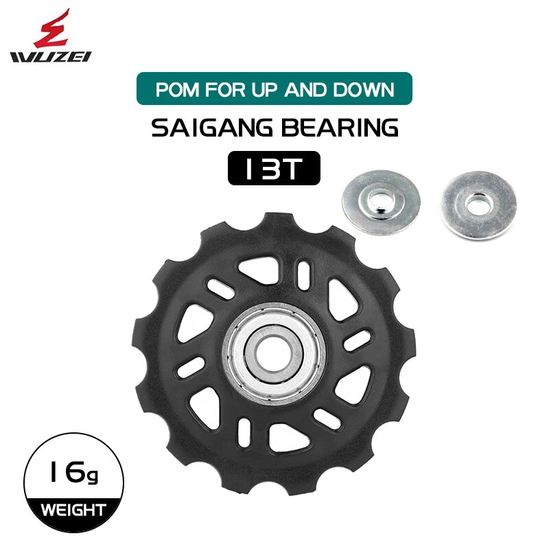 Rueda de rodamiento de polea de bicicleta WUZEI 11T 12T 13T14T15T16T17T rueda guía de bicicleta de carretera para deragador trasero Shimano Sram MTB Jockey: Negro