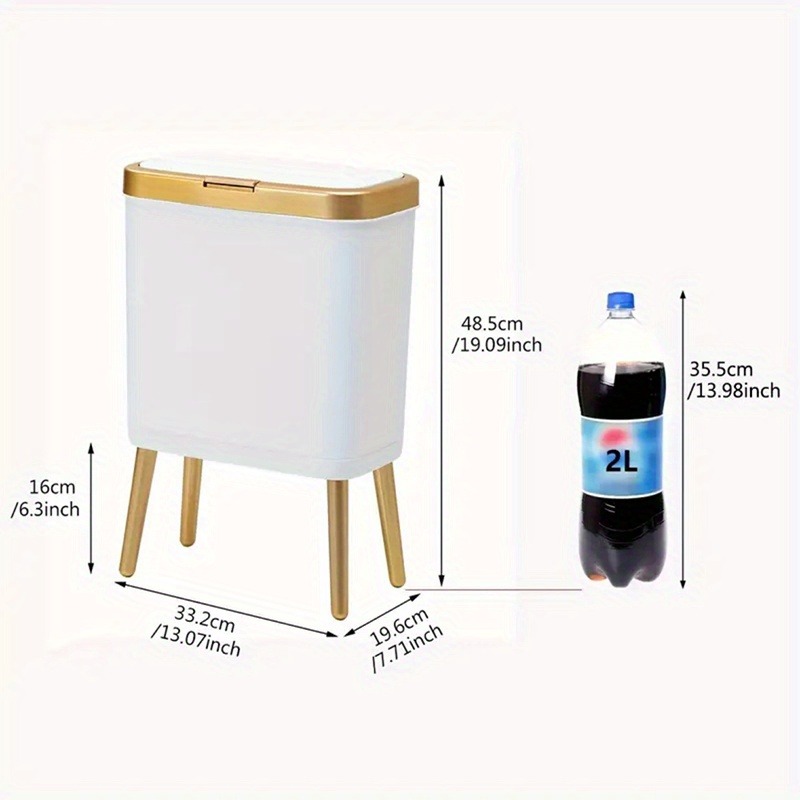 1pc 15L grote vierkante plastic prullenbak met geurafdichtend deksel - multifunctionele sorteerbak toilet - verhoogde poten