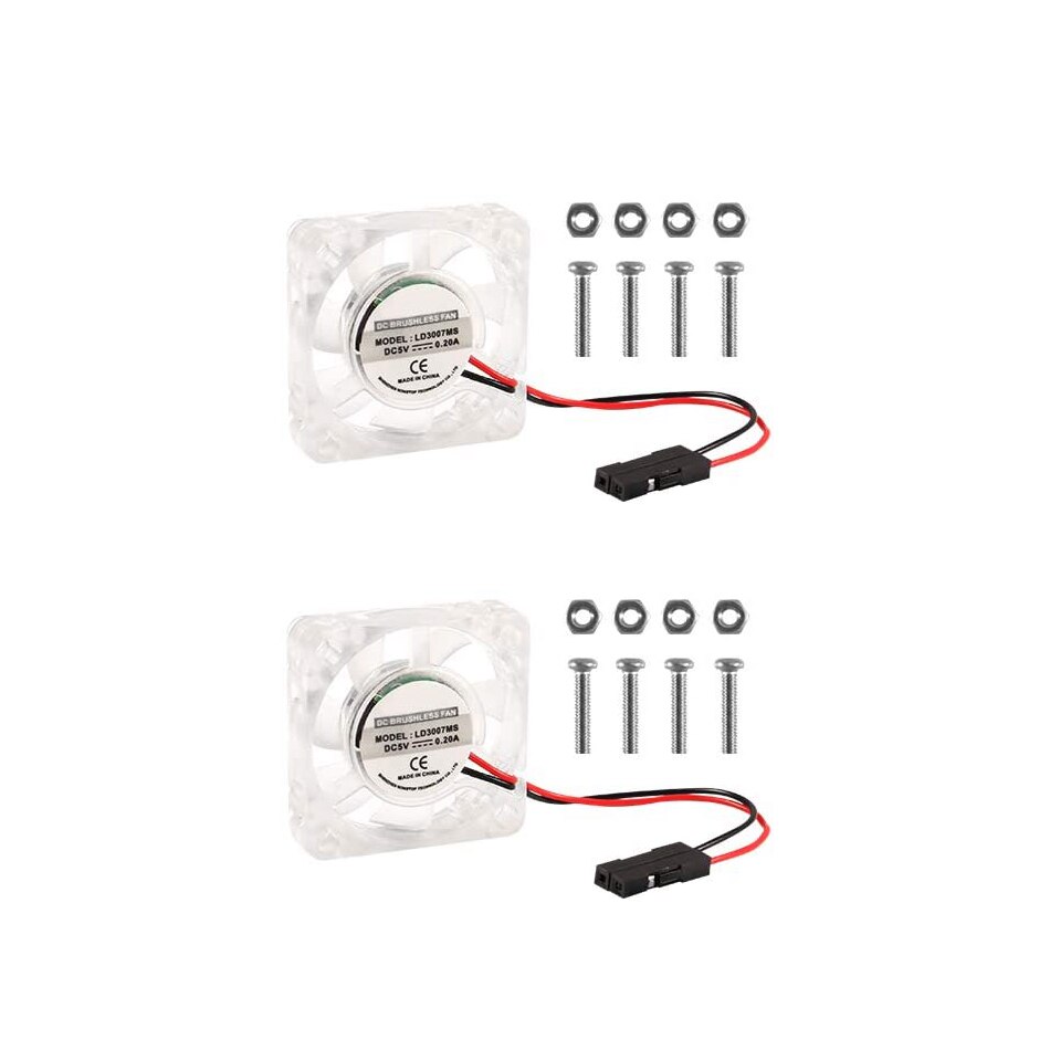 Raspberry Pi Fan Small Computer Fan Raspberry Pi Cooling Fan 30x30x7mm Brushless CPU Cooling Fan for Raspberry Pi 3 B+: 2pcs clear