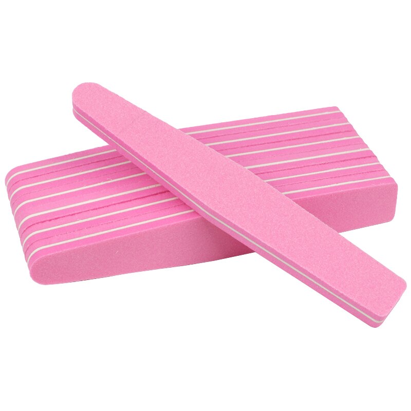 Limas de uñas 100/180 esponja de colores, bloque pulidor lavable, lima de uñas con forma de diamante, suministros de salón de uñas de doble cara, 50 unids/lote: Rosa