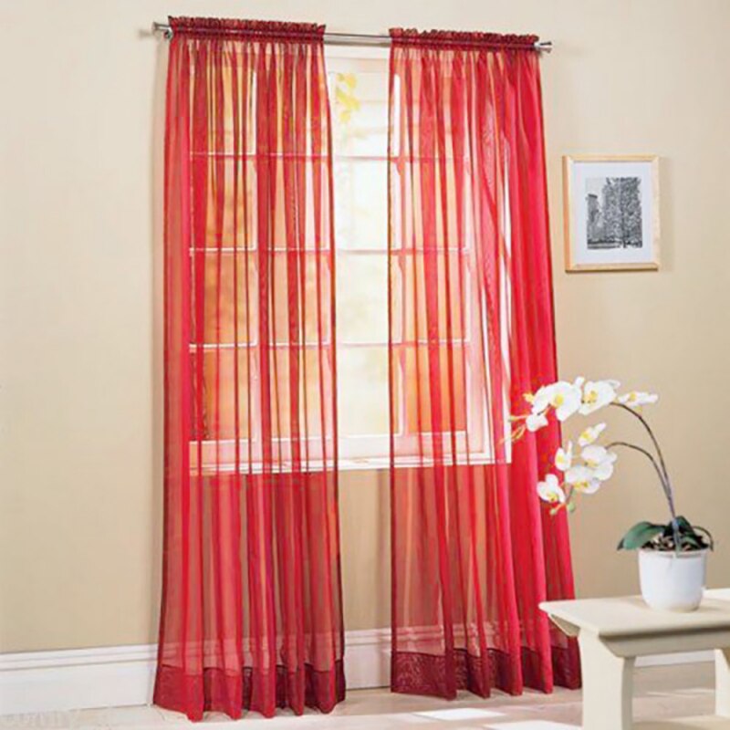 Enfärgad voile skir gardin panel fönstergardiner 100*200cm rosa gula: No10