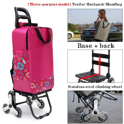 Huishoudelijke Draagbare Vouwen Trap Klimmen Winkelwagentje Boodschappen Rugzak Trolley Handtas Mountainbike Bagage Winkelwagen