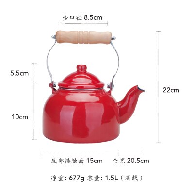 Style japonais porcelaine émail coloré bouilloire belle épaississement eau froide pot de fleur induction cuisinière usage général maison: Rouge
