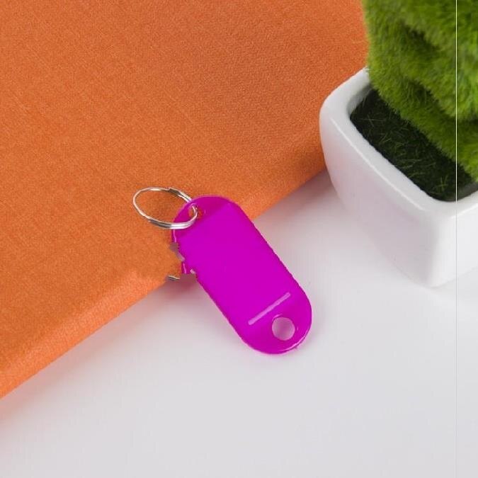 Diysomes 30 stk farverige plastik nøgleringe sprog id tags labels nøgleringe navne tags med split ring til bagage bagage tag: Rose guld