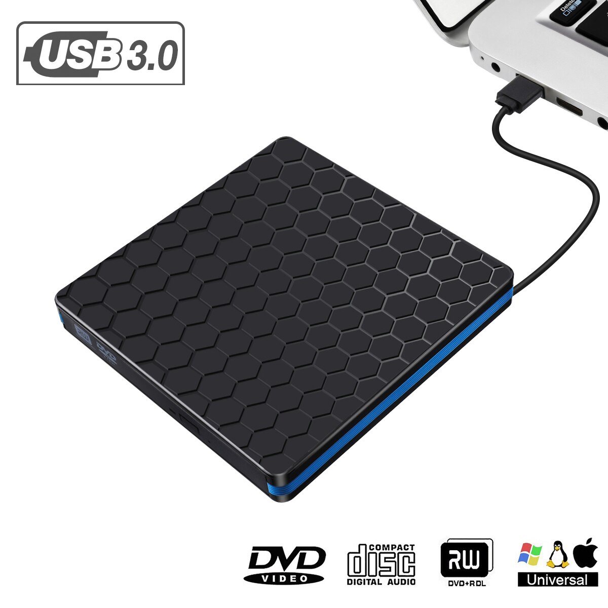 USB 3.0 Slim External DVD RW CD Writer Drive Burner Reader Player Optical Drives For Laptop PC dvd burner dvd portatil