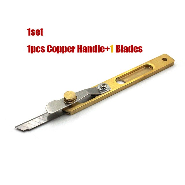 Cuchilla para cortar cuero, duradera, 1 Uds., DIY, herramientas de corte de cuero, cuchilla para manualidades, Cuchilla de recorte de cobre con hoja de cuero: 1 Hand and 1Blades