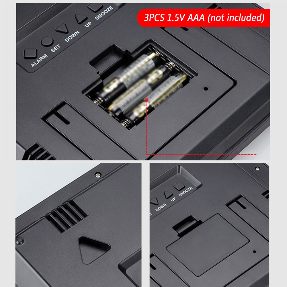 Big Screen Calendar Home Office Living Room Temperature Bedroom Humidity Digital Display Wall Clock Date Alarm Modern