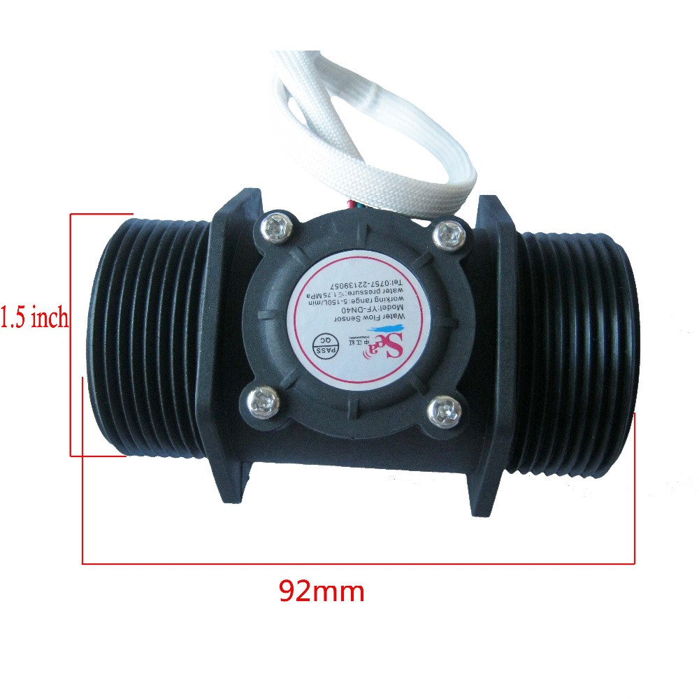 DN40 1.5 Inch Turbine Flowmeter Aanvoervoeler Hall Flow Meter Flow Rate Control 5 ~ 150L/Min