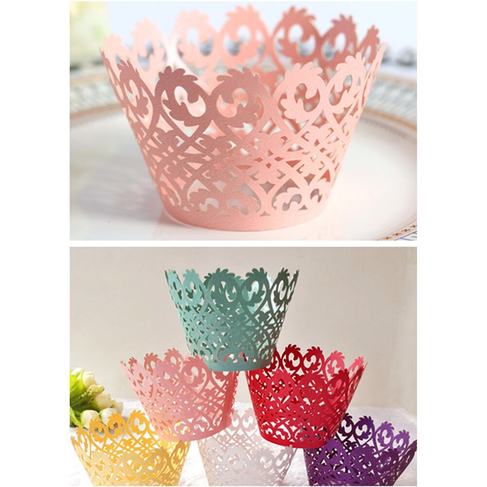 Envoltorios huecos para cupcakes, vasos de papel para Tartas, bonito forro de encaje, copas para hornear, magdalenas, pasteles, suministros de para envolver postres, 50 Uds.