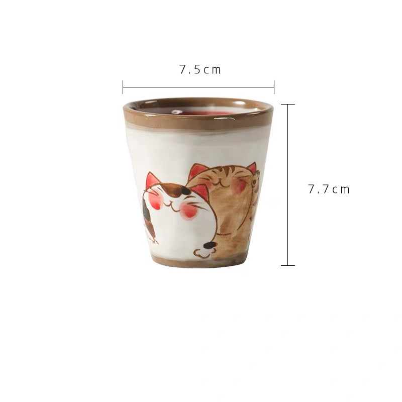 Japanese Hand-painted Ceramic Cute Cartoon Cat Tableware Set Soup Noodle Bowl Fish Dish Family Dinner Steak Tableware: Cup A