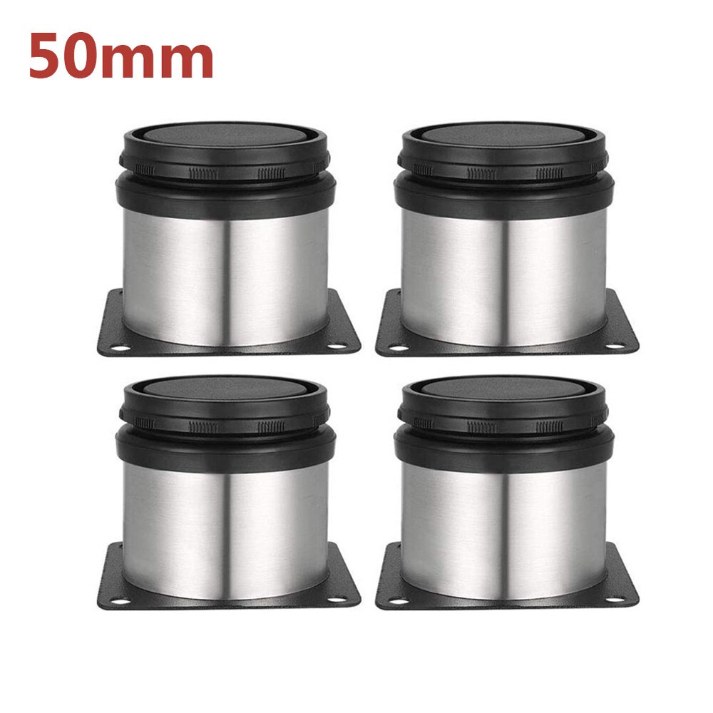 4Pcs Adjustable Stainless Cabinet Legs Steel Kitchen Feet Round Stand Holder Round Adjustable Furniture Legs Sofa Multifunction: 50mm