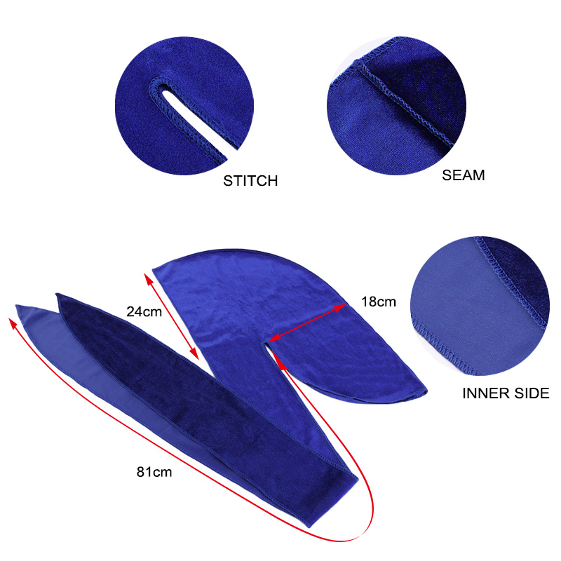 Unisex Velvet Durags Bandana Turban Hat Men Women Breathable Warm Long Tail Doo Rag Durags Pirate Hat Hip Hop Headband