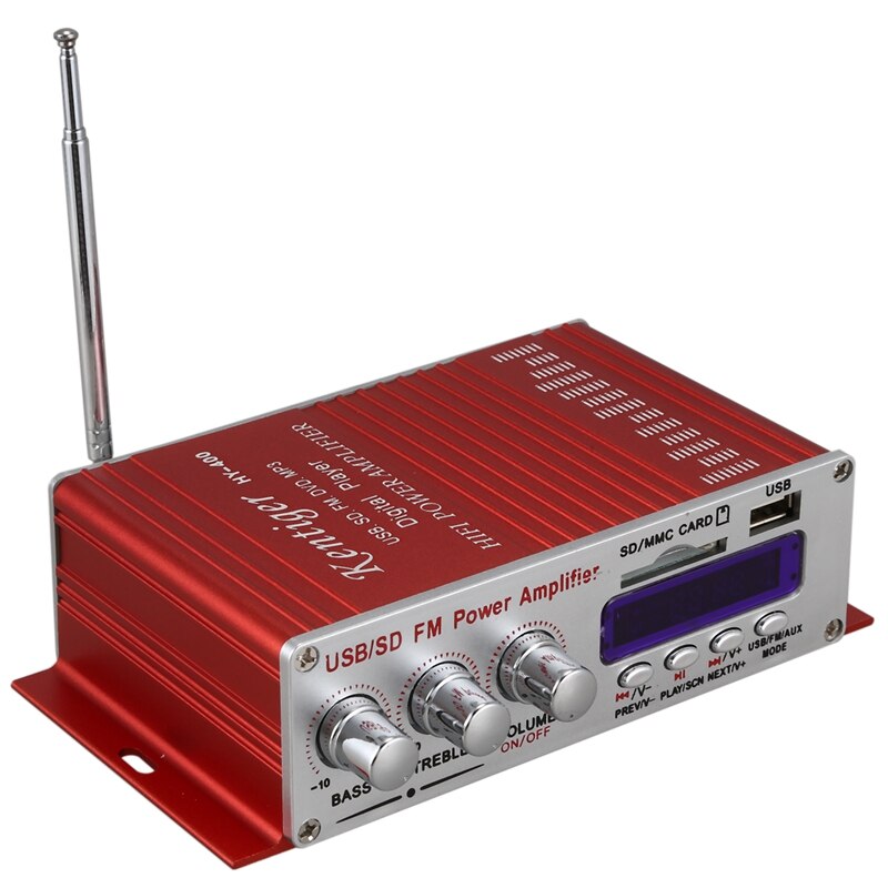 Kentiger hy- -400 hi-- fi autoradio mit verstärker,  mp3 lautsprechern, fm-radio, lcd-display, powerplayer für auto und motorrad, fernbedienung