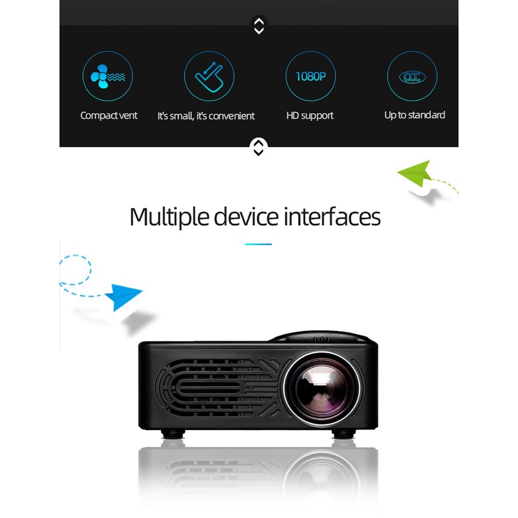 Date 814 maison Mini projecteur Mini Portable divertissement à domicile projecteur Compact sortie d'air 1080P Home cinéma