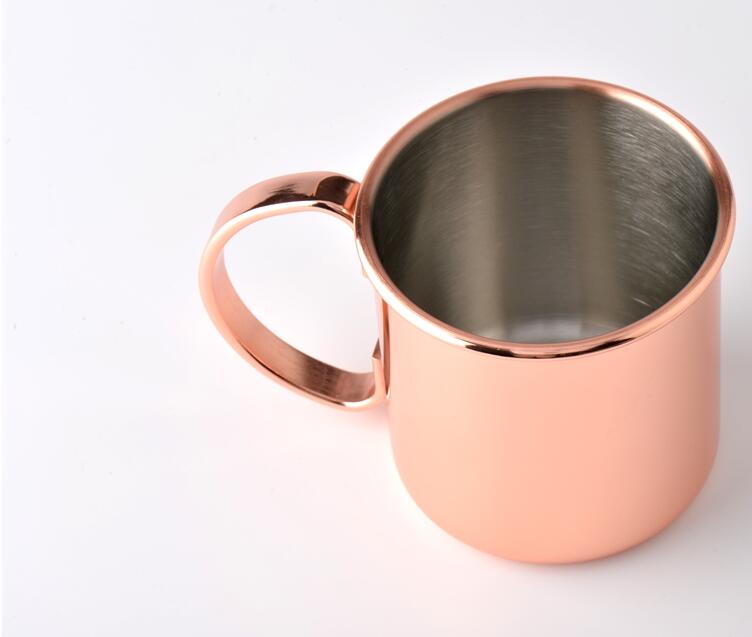 Classic Moscow Mule Mug Drum- copper plated on FDA level stainless steel-copper cup& solid stainless handle