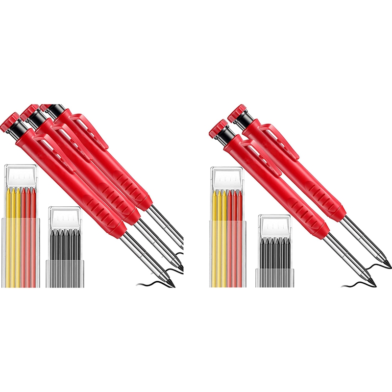 Timmerman Potlood 12 Refill Leads Ingebouwde Puntenslijper Bouw Potloden Voor Timmerman Kraspen Bouw Gereedschap
