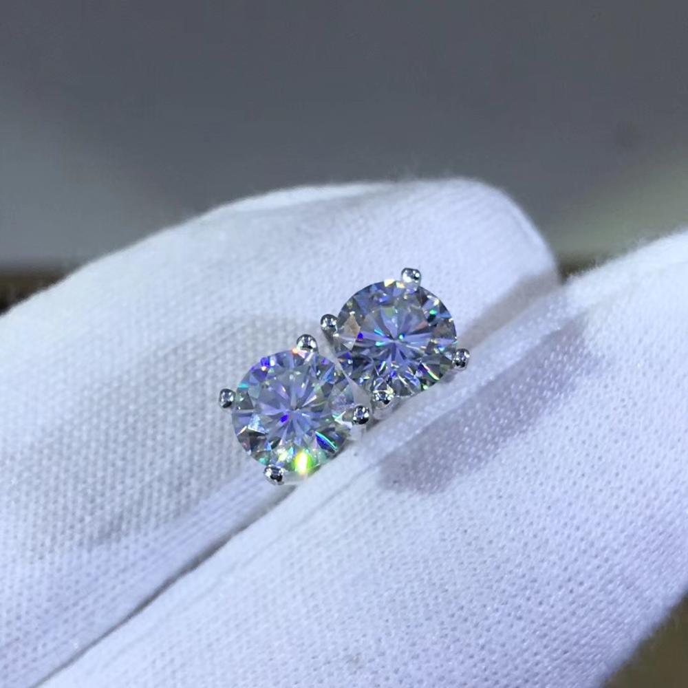 Klassische 4 Klaue 0,3-0,8 ct D Farbe Pass Diamant Test Moissanite Ohrringe 925 Silber Ausgezeichnete Cut Runde Moissanite stud Ohrringe