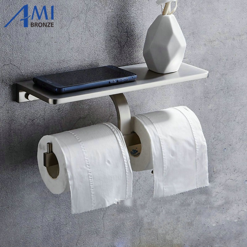 Musta Paperiteline Seinään Asennettava Kylpyhuonetarvikkeet WC-Hylly Alumiini