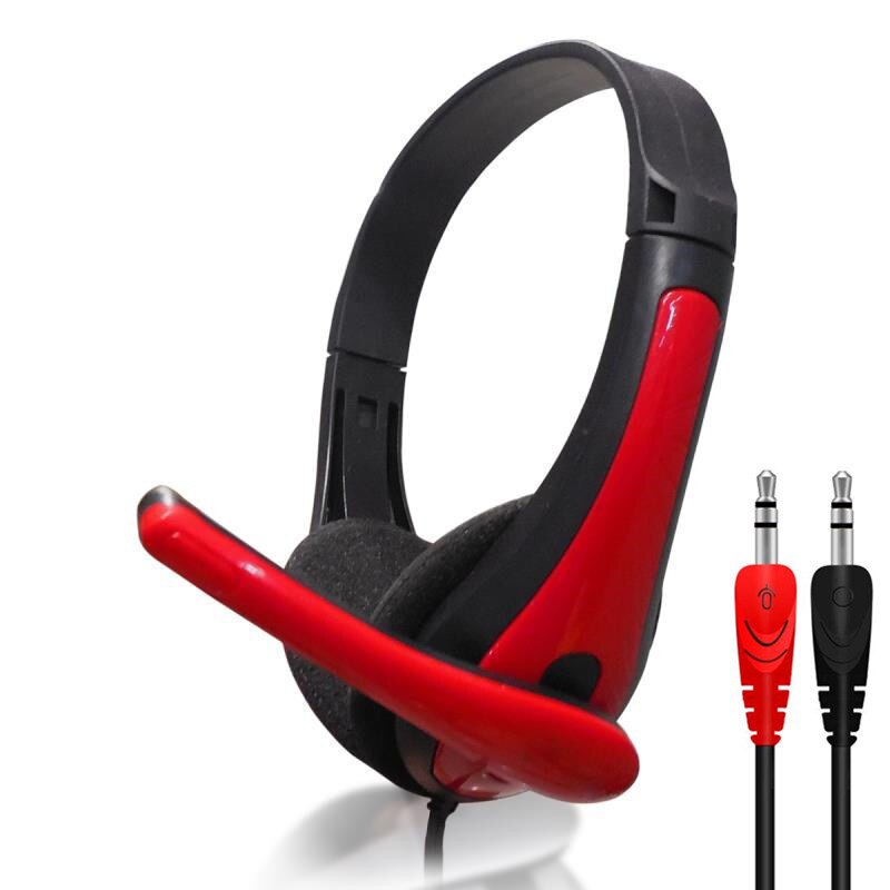 JTKE 3.5mm Over-ear Gaming Headphones Stereo Earphones Red Yellow Blue Headset With Microphone For Laptop PC Computer Tablet: red