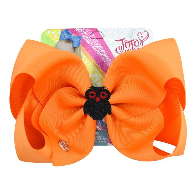 Halloween cheveux nœuds Clips 8 pouces grand nœud papillon crocodile pince imprimer gros-grain ruban accessoires pour filles bébé tout-petits: Gris clair