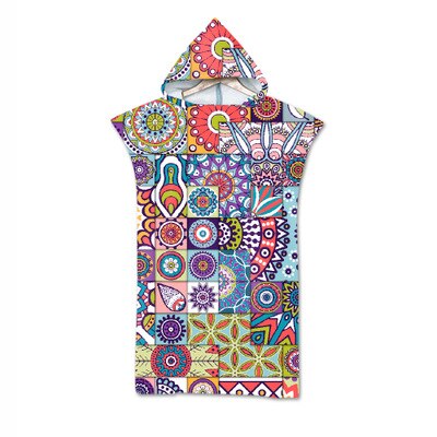 Toalla de playa con capucha de microfibra para adultos, Poncho de secado rápido con Mandala para piscina, Surf, toallas de baño, traje de baño cambiante, bata y capa: F Towel Poncho
