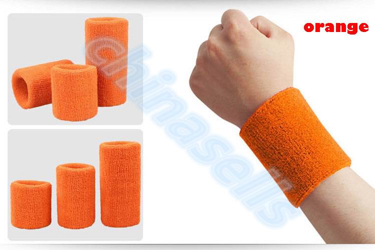 50pcs Sports Sweatband Cotton 8*8cm Terry Cloth Wrist Sweat Bands Tennis Fitness Basketball Wristband Wrist Support Protector: Orange