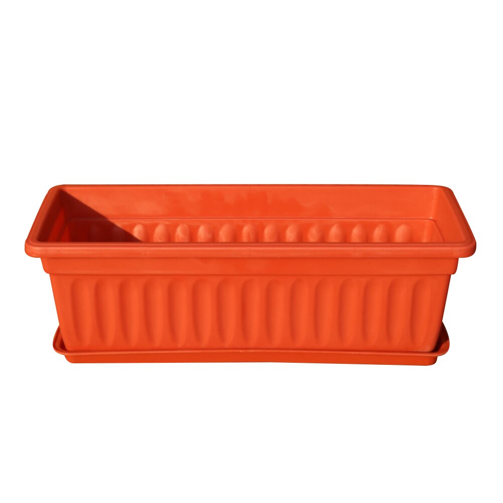 3Pcs Balcony Garden Rectangular Vegetable Flower Planter Resin Box Planting Pot with raised pot feet and 6 drainage: Brick Red 50x21x14cm