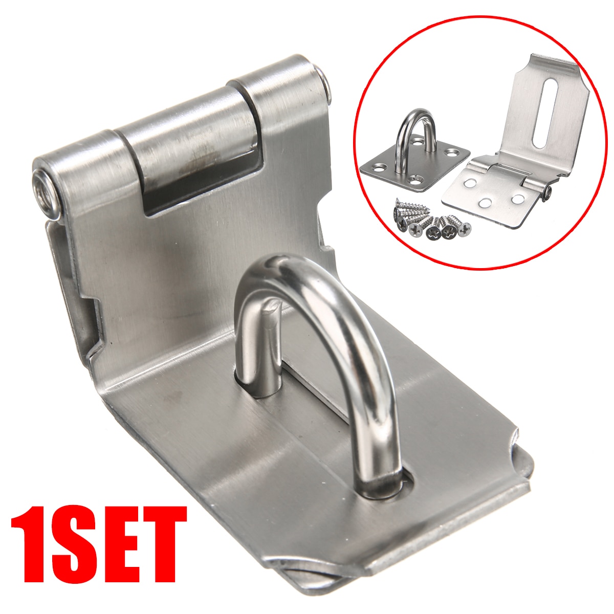 Durable Stainless Steel Hasp Latch And Staple Gate Anti-theft Door Shed Latch Lock For Padlock Household Safety 90 Degree