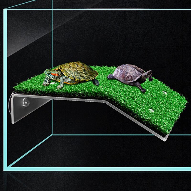 Plataforma de descanso para Tortuga, escalera de escalada, secado, terraza, césped simulado, decoración de reptiles, copa de succión para pecera de mascotas