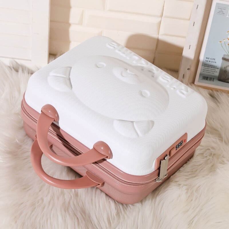 Hand Cosmetic Case 14 InchMakeup Beauty Case Cosmetic Bag Lockable Jewelry Box for Ladys Pink: B