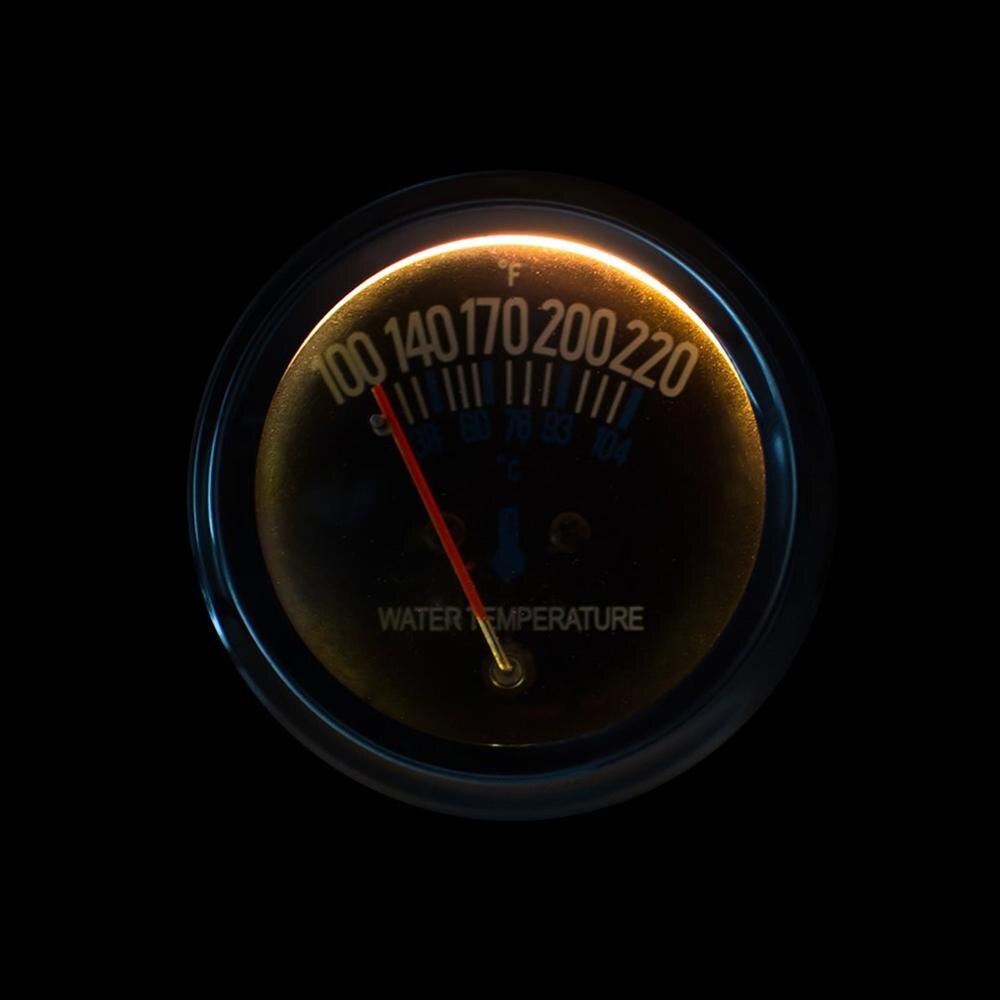 2inch 52mm 12V Auto Water Temperature Gauge 100-220F Black Face Fahrenheit Car Water Temperature Meter