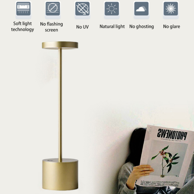 Lámpara de escritorio de Metal, luz LED de mesa inalámbrica recargable, para restaurante, café, de noche, Retro, Bar, iluminación