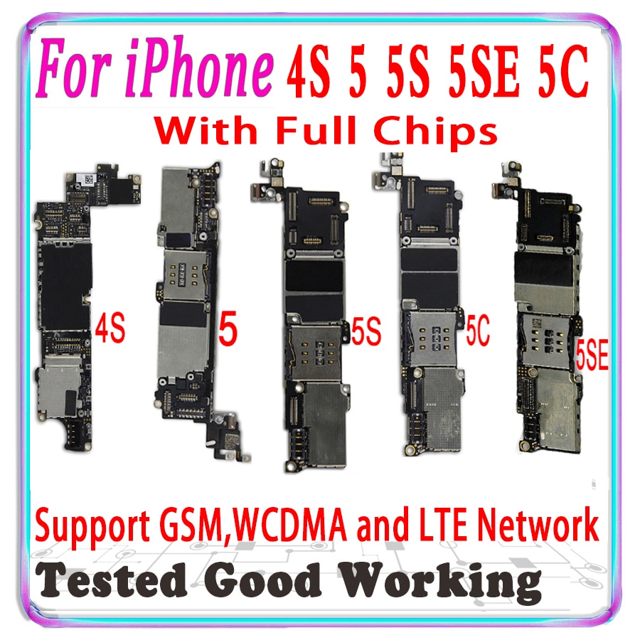 100% originale sbloccato per iPhone 4s, 5,5S,5C,5SE scheda logica con chip per iPhone 5s sbloccato scheda madre buon test funzionante MB