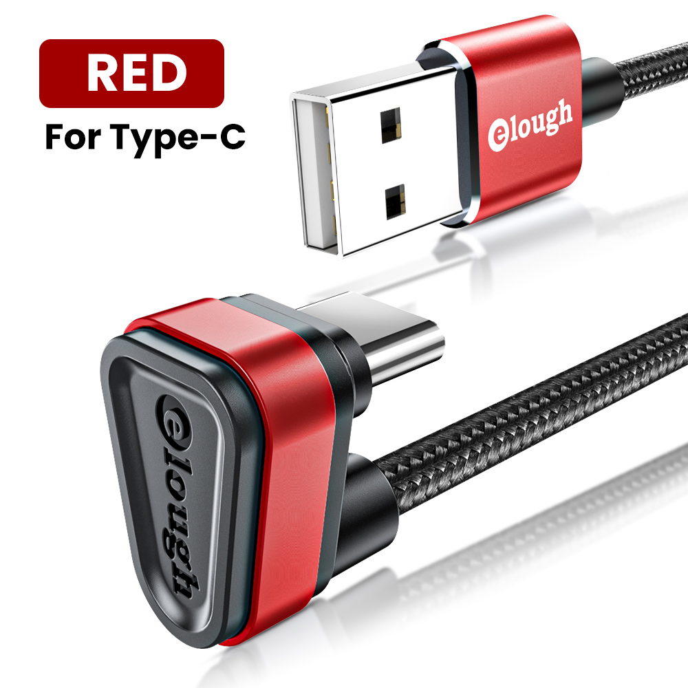 Elough Usb Type C Kabel Voor Samsung Xiaomi Mi Redmi Usb C Kabel 2.4A Snelle Telefoon Opladen Data Cord Type C 180 Graden Usb C Kabel: Red / 1m